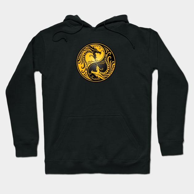 Yellow and Black Yin Yang Dragons Hoodie by jeffbartels